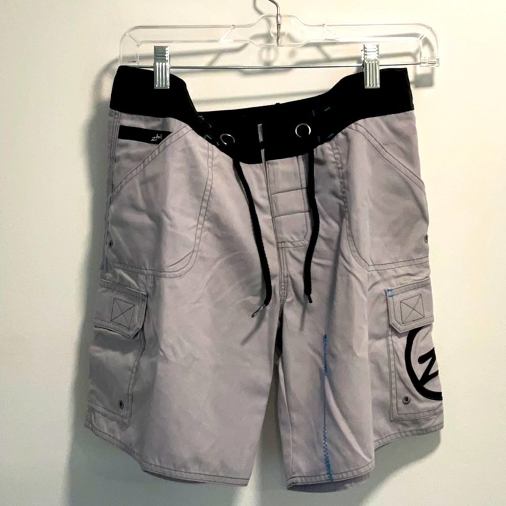 BRAND NEW NEVER WORN Grey Velcro Zhik Board Shorts - Size 10